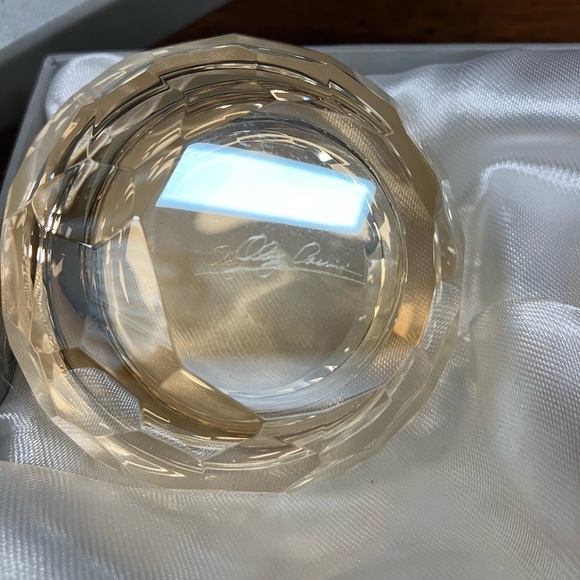 Vintage Oleg Cassini Amber Crystal Votives Set of 2 - Picture 4 of 7